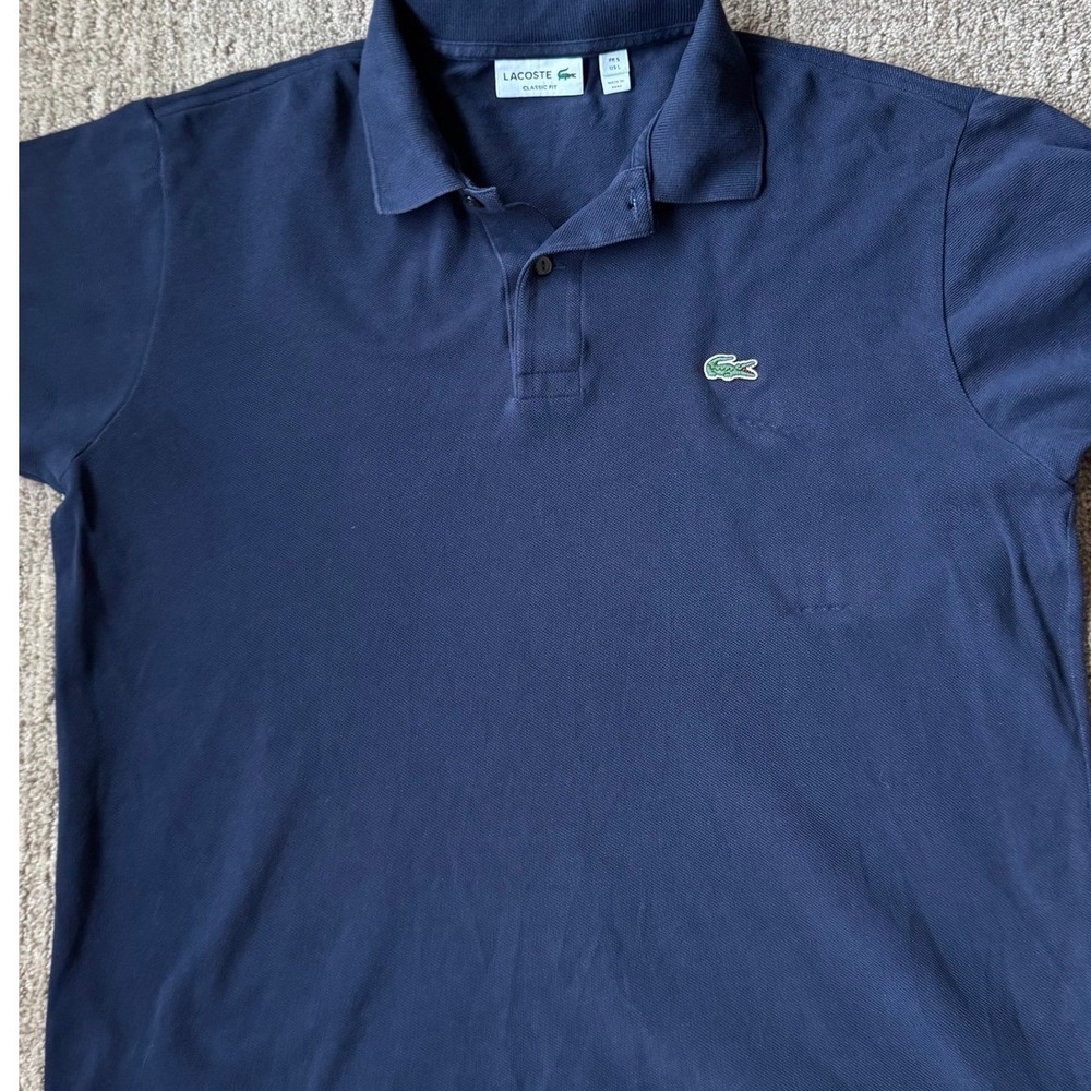 Lacoste Men's Large Classic Fit Navy Blue Polo Shirt Crocodile Logo